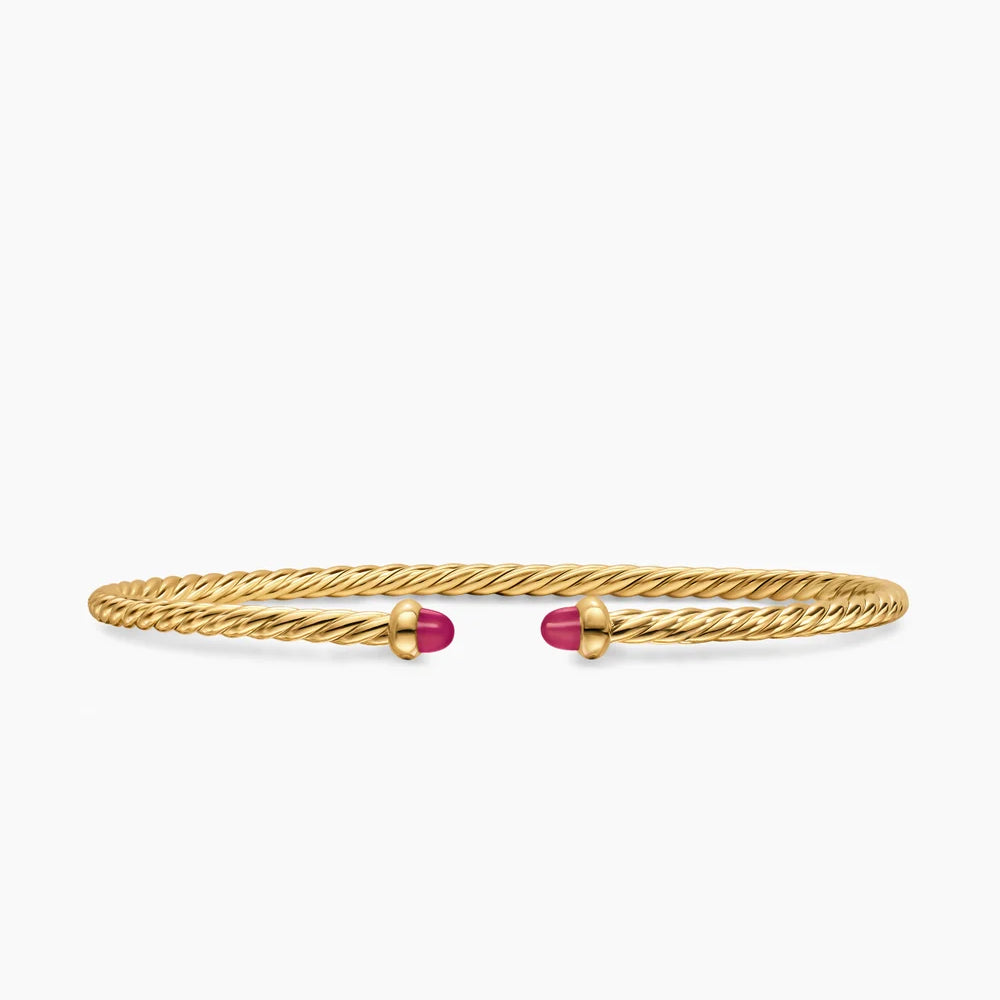 MICRO CABLESPIRA® FLEX BRACELET 18K Yellow Gold with Rubies, 2.6mm