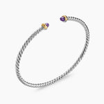 MICRO CABLE FLEX® BRACELET Sterling Silver with 14K Yellow Gold and Amethyst, 2.6mm