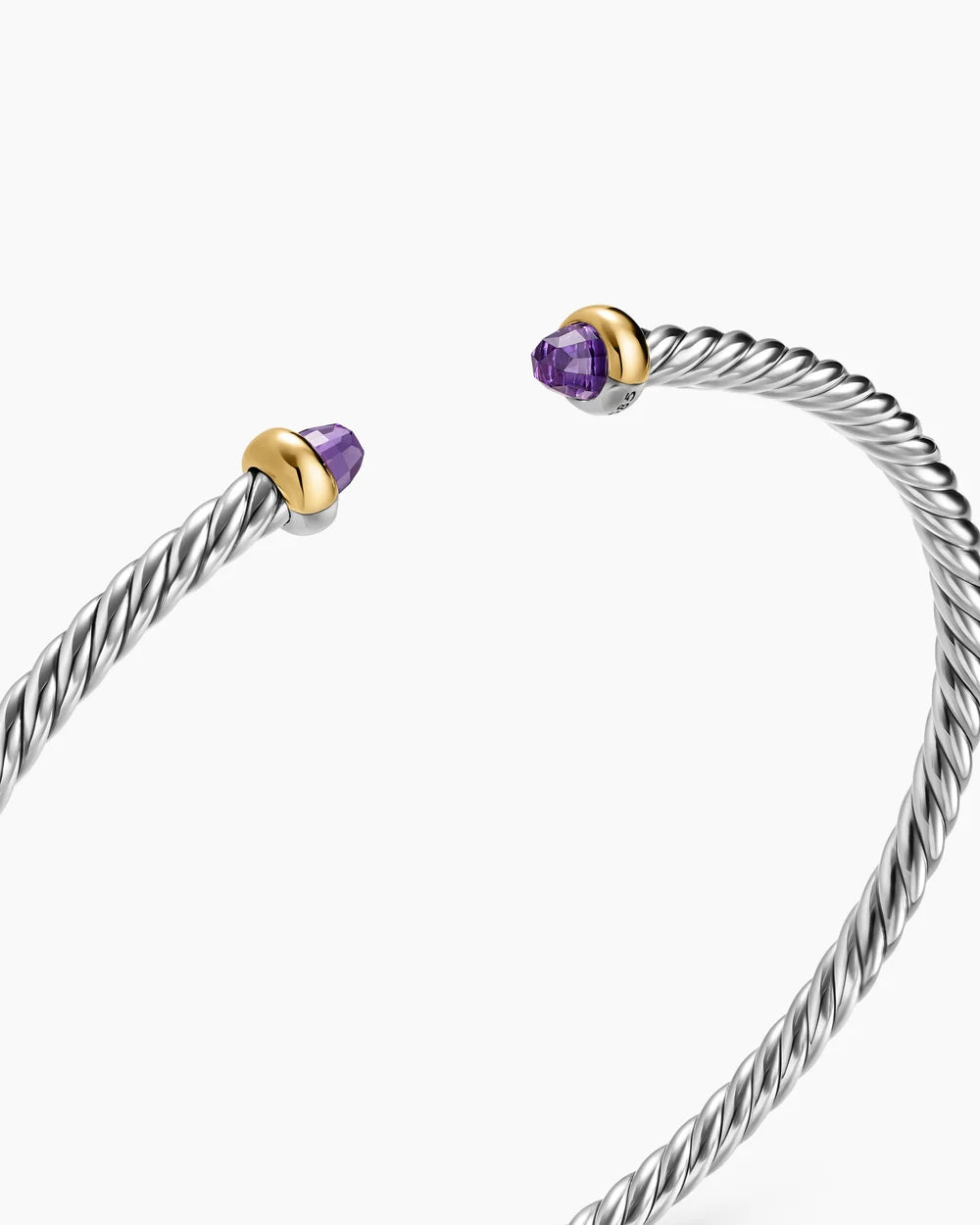 MICRO CABLE FLEX® BRACELET Sterling Silver with 14K Yellow Gold and Amethyst, 2.6mm