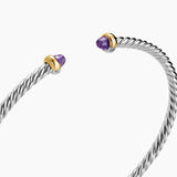 MICRO CABLE FLEX® BRACELET Sterling Silver with 14K Yellow Gold and Amethyst, 2.6mm