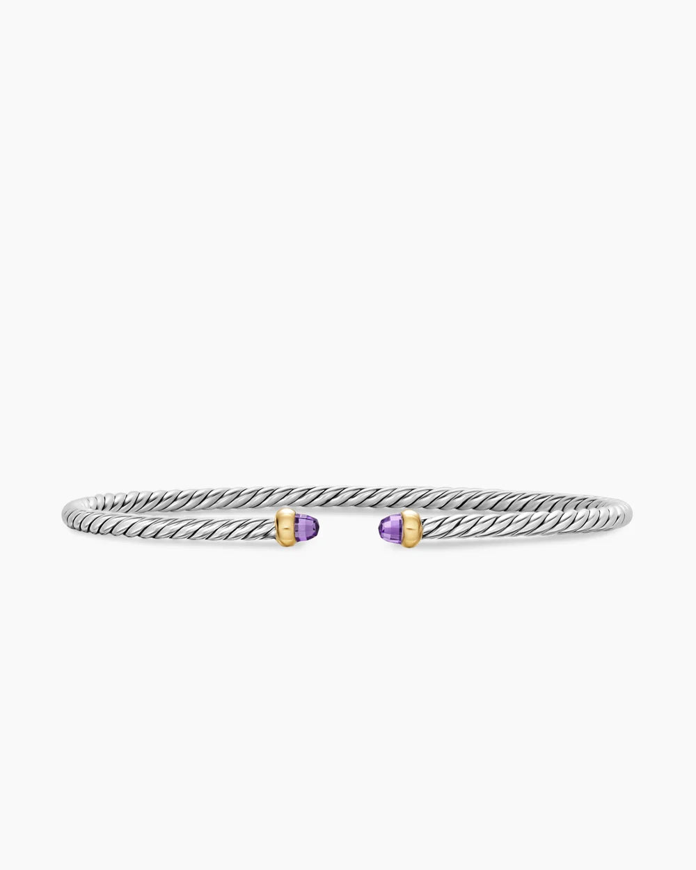 MICRO CABLE FLEX® BRACELET Sterling Silver with 14K Yellow Gold and Amethyst, 2.6mm