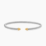 MICRO CABLE FLEX® BRACELET Sterling Silver with 14K Yellow Gold and Citrine, 2.6mm