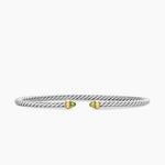 Micro Cable Flex® Bracelet Sterling Silver with 14K Yellow Gold and Peridot, 2.6mm