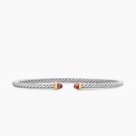 Micro Cable Flex® Bracelet Sterling Silver with 14K Yellow Gold and Rhodolite Garnets, 2.6mm