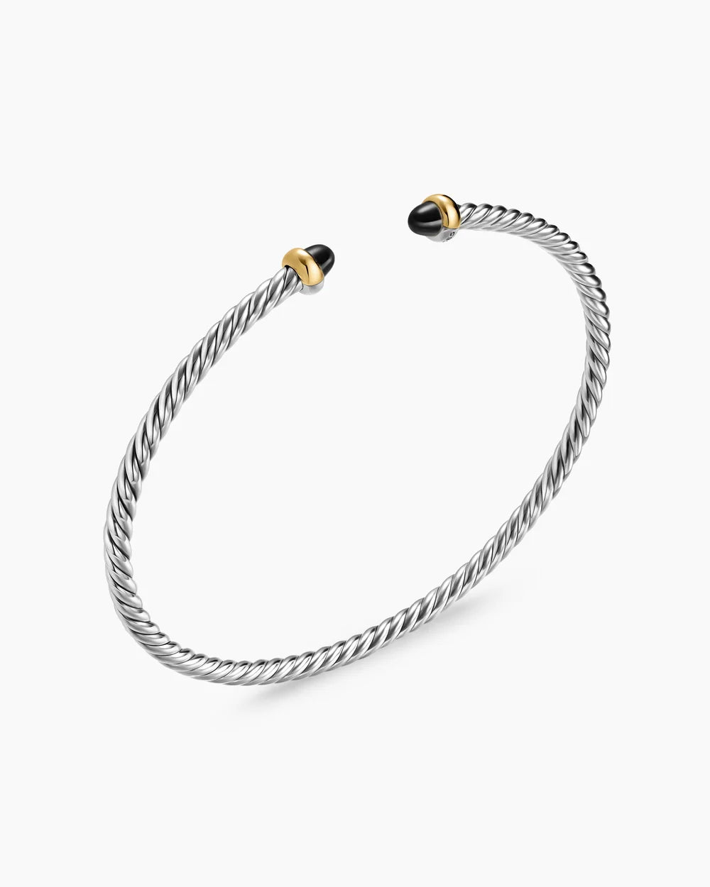 MICRO CABLE FLEX® BRACELET Sterling Silver with 14K Yellow Gold and Black Onyx, 2.6mm