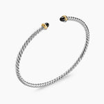 MICRO CABLE FLEX® BRACELET Sterling Silver with 14K Yellow Gold and Black Onyx, 2.6mm