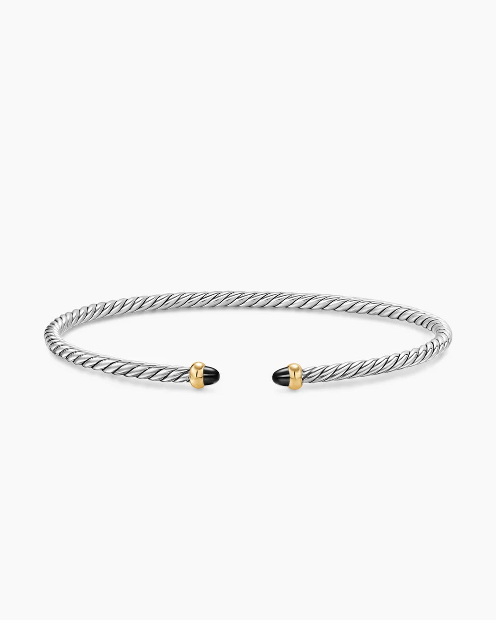 MICRO CABLE FLEX® BRACELET Sterling Silver with 14K Yellow Gold and Black Onyx, 2.6mm