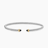 MICRO CABLE FLEX® BRACELET Sterling Silver with 14K Yellow Gold and Black Onyx, 2.6mm