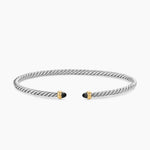 MICRO CABLE FLEX® BRACELET Sterling Silver with 14K Yellow Gold and Black Onyx, 2.6mm