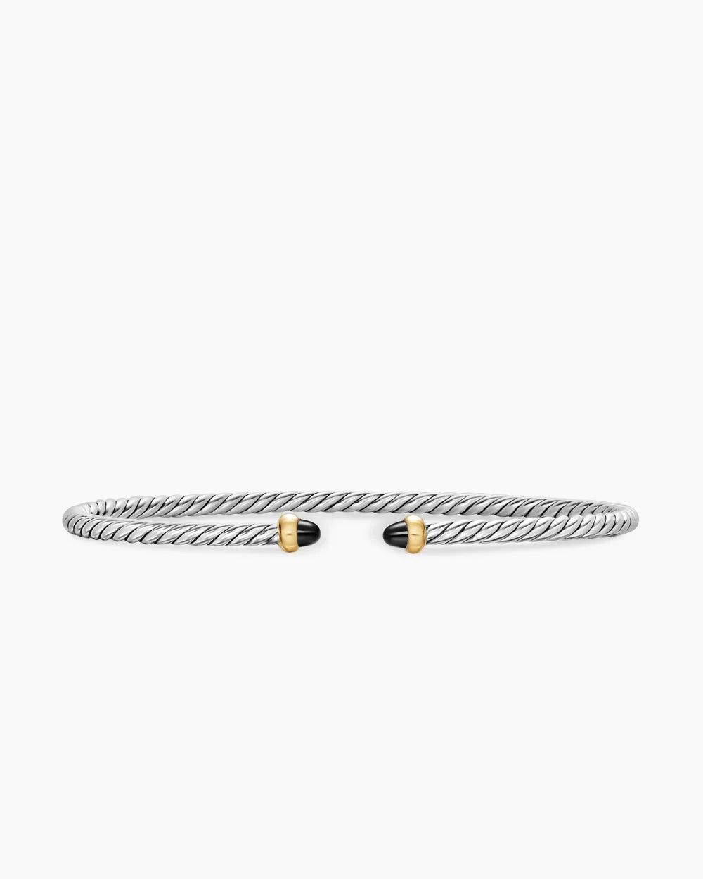 MICRO CABLE FLEX® BRACELET Sterling Silver with 14K Yellow Gold and Black Onyx, 2.6mm
