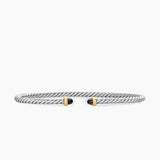 MICRO CABLE FLEX® BRACELET Sterling Silver with 14K Yellow Gold and Black Onyx, 2.6mm