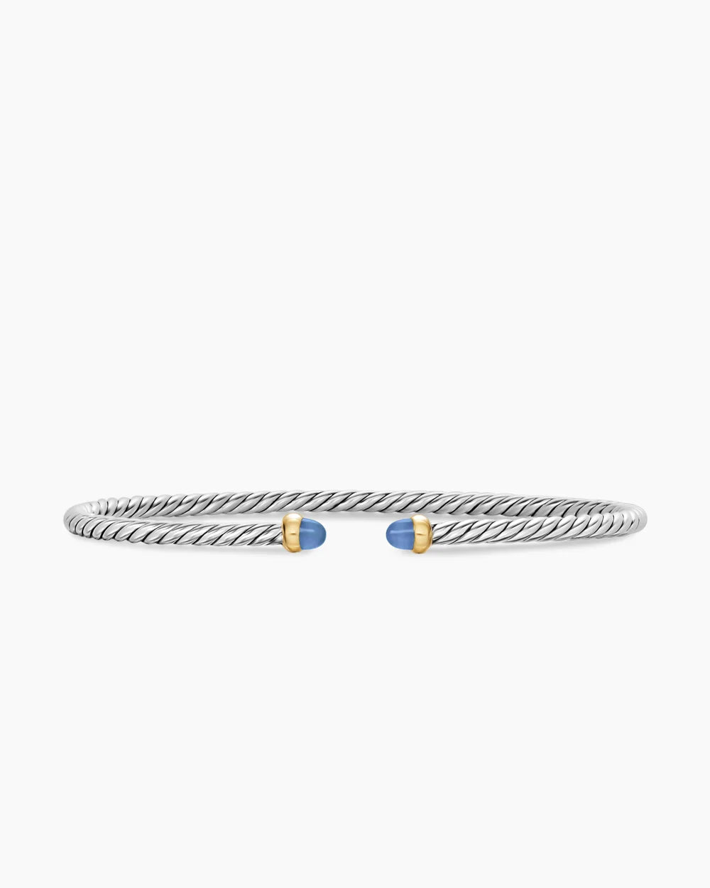 Micro Cable Flex® Bracelet Sterling Silver with 14K Yellow Gold and Blue Sapphires, 2.6mm