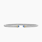 Micro Cable Flex® Bracelet Sterling Silver with 14K Yellow Gold and Blue Sapphires, 2.6mm