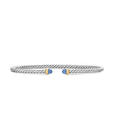 Micro Cable Flex® Bracelet in Sterling Silver with 14K Yellow Gold and Blue Sapphires, 2.6mm