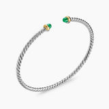MICRO CABLE FLEX® BRACELET Sterling Silver with 14K Yellow Gold and Emeralds, 2.6mm