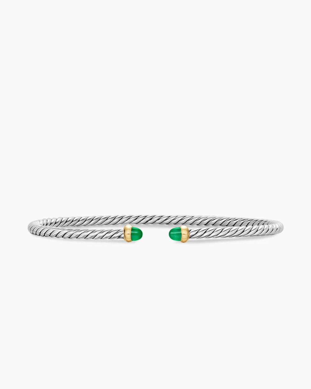 MICRO CABLE FLEX® BRACELET Sterling Silver with 14K Yellow Gold and Emeralds, 2.6mm