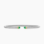 MICRO CABLE FLEX® BRACELET Sterling Silver with 14K Yellow Gold and Emeralds, 2.6mm