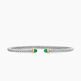 MICRO CABLE FLEX® BRACELET Sterling Silver with 14K Yellow Gold and Emeralds, 2.6mm