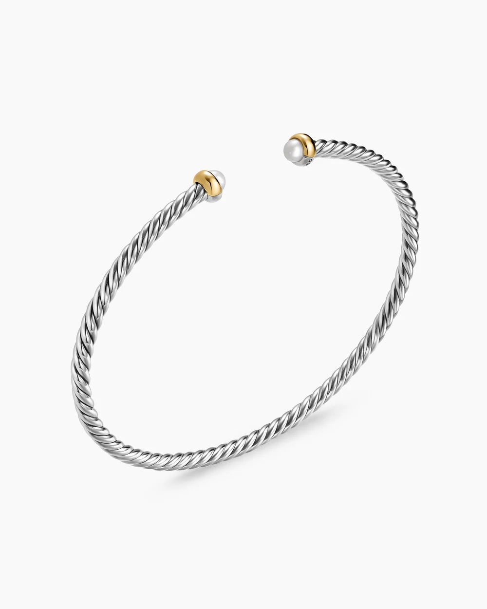 MICRO CABLE FLEX® BRACELET Sterling Silver with 14K Yellow Gold and Pearls, 2.6mm