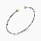 MICRO CABLE FLEX® BRACELET Sterling Silver with 14K Yellow Gold and Pearls, 2.6mm