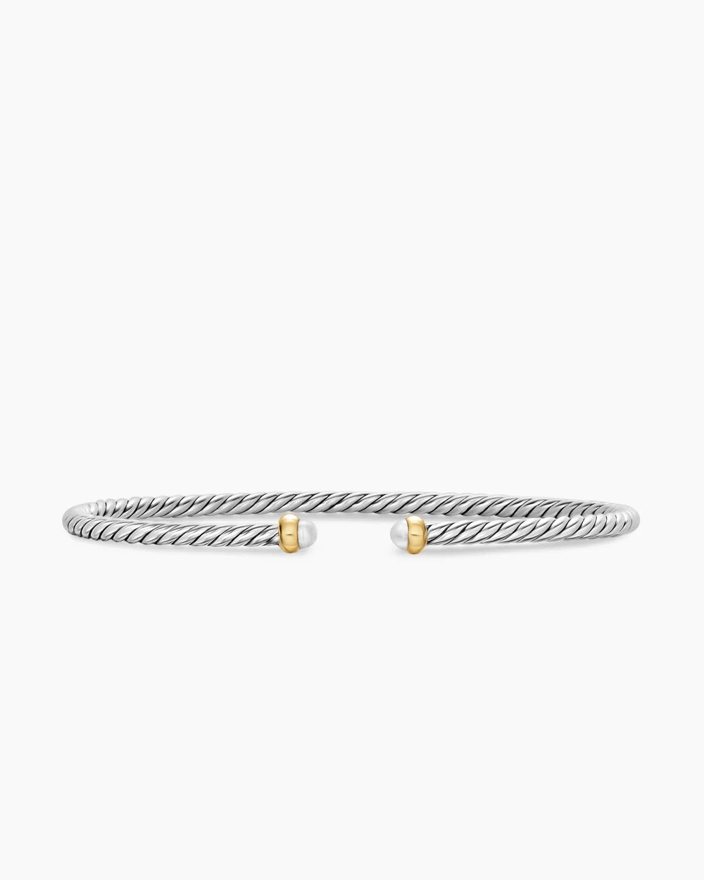 MICRO CABLE FLEX® BRACELET Sterling Silver with 14K Yellow Gold and Pearls, 2.6mm