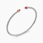 MICRO CABLE FLEX® BRACELET Sterling Silver with 14K Yellow Gold and Rubies, 2.6mm