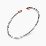 MICRO CABLE FLEX® BRACELET Sterling Silver with 14K Yellow Gold and Rubies, 2.6mm