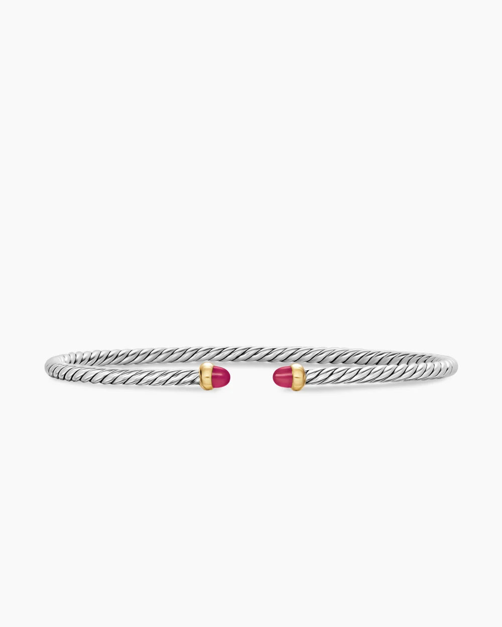 MICRO CABLE FLEX® BRACELET Sterling Silver with 14K Yellow Gold and Rubies, 2.6mm