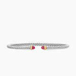 MICRO CABLE FLEX® BRACELET Sterling Silver with 14K Yellow Gold and Rubies, 2.6mm