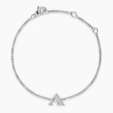 PETITE INITIAL CHAIN BRACELET Sterling Silver with Diamond A