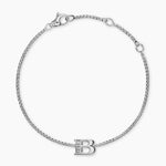 PETITE INITIAL CHAIN BRACELET Sterling Silver with Diamond B