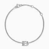 PETITE INITIAL CHAIN BRACELET Sterling Silver with Diamond B