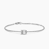 PETITE INITIAL CHAIN BRACELET Sterling Silver with Diamond B