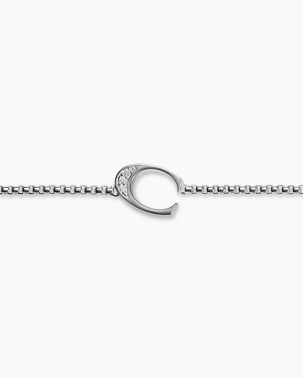 PETITE INITIAL CHAIN BRACELET Sterling Silver with Diamond C