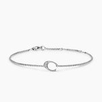 Silver bracelet with a small C initial Charm with Diamond on a white background