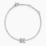 PETITE INITIAL CHAIN BRACELET Sterling Silver with Diamond K