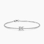 PETITE INITIAL CHAIN BRACELET Sterling Silver with Diamond K