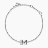 PETITE INITIAL CHAIN BRACELET Sterling Silver with Diamond M