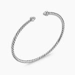 MICRO CABLE FLEX® BRACELET Sterling Silver with Pavé Diamond Domes, 2.6mm