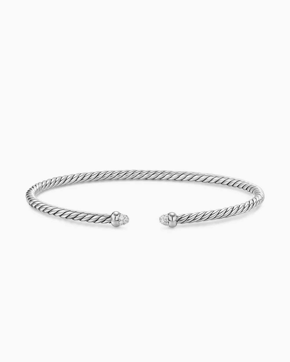 MICRO CABLE FLEX® BRACELET Sterling Silver with Pavé Diamond Domes, 2.6mm