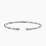 MICRO CABLE FLEX® BRACELET Sterling Silver with Pavé Diamond Domes, 2.6mm
