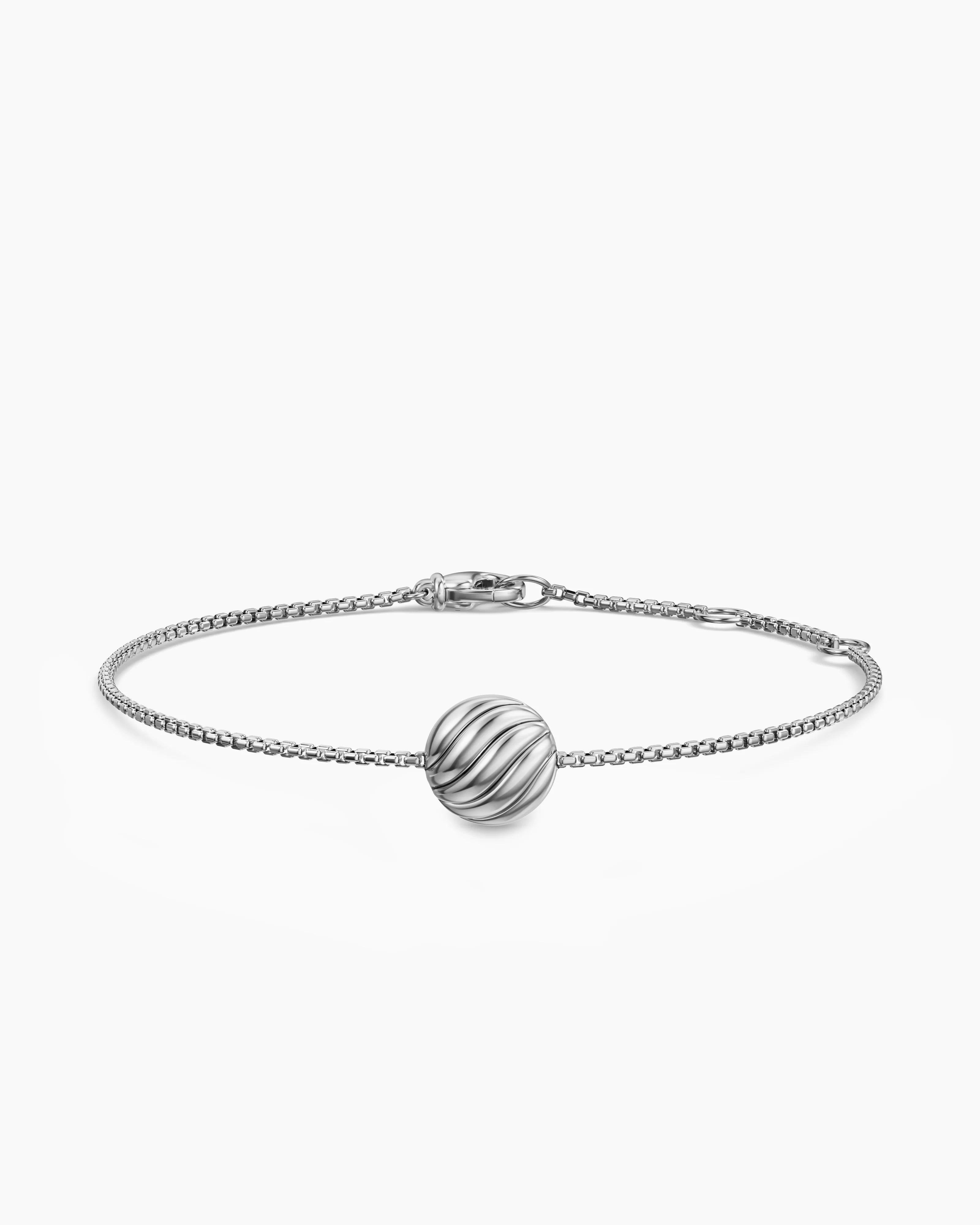 SCULPTED CABLE CENTER STATION CHAIN BRACELET Sterling Silver, 10mm