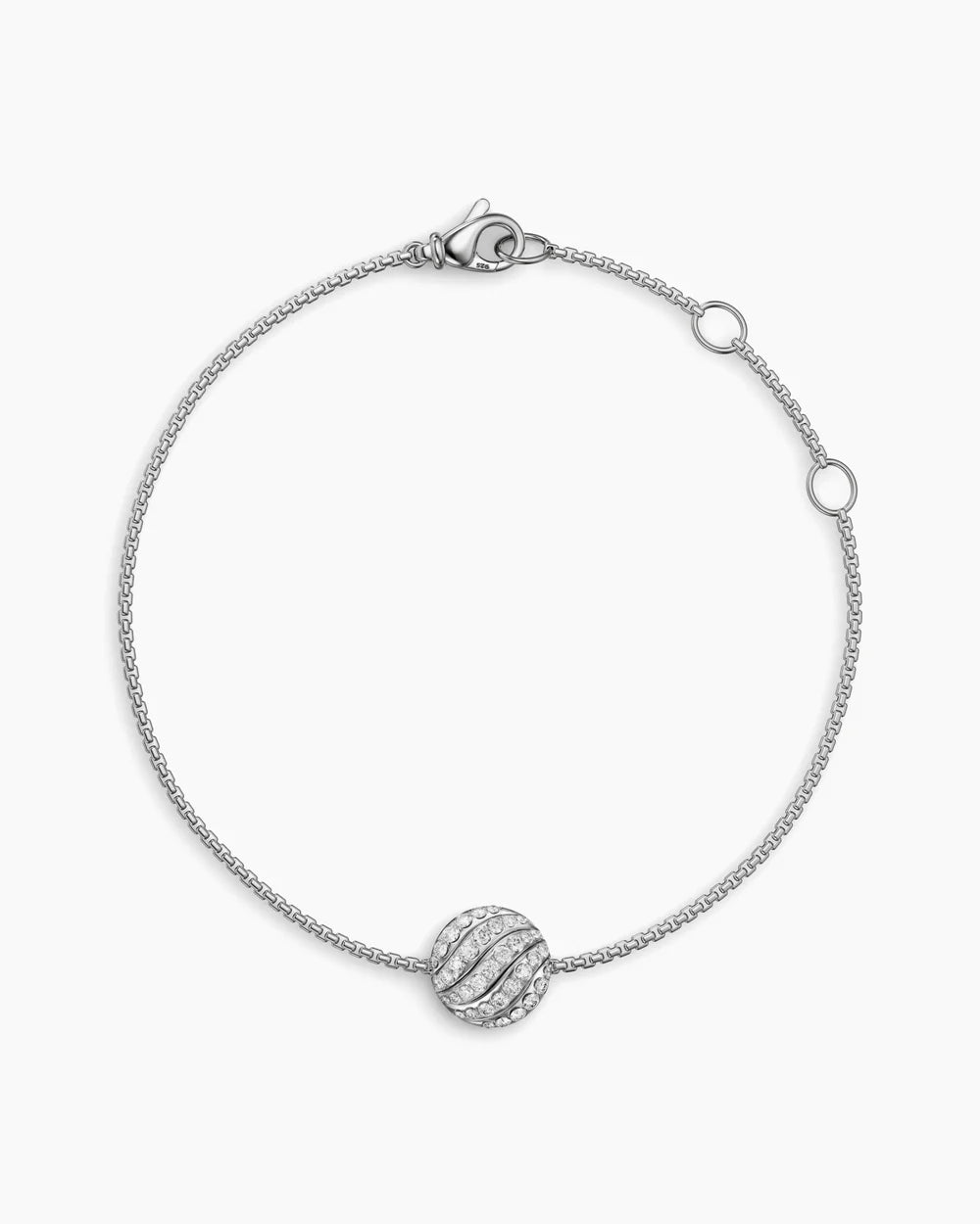 SCULPTED CABLE CENTER STATION CHAIN BRACELET Sterling Silver with Diamonds, 10mm