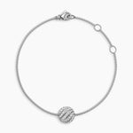SCULPTED CABLE CENTER STATION CHAIN BRACELET Sterling Silver with Diamonds, 10mm