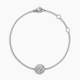 SCULPTED CABLE CENTER STATION CHAIN BRACELET Sterling Silver with Diamonds, 10mm