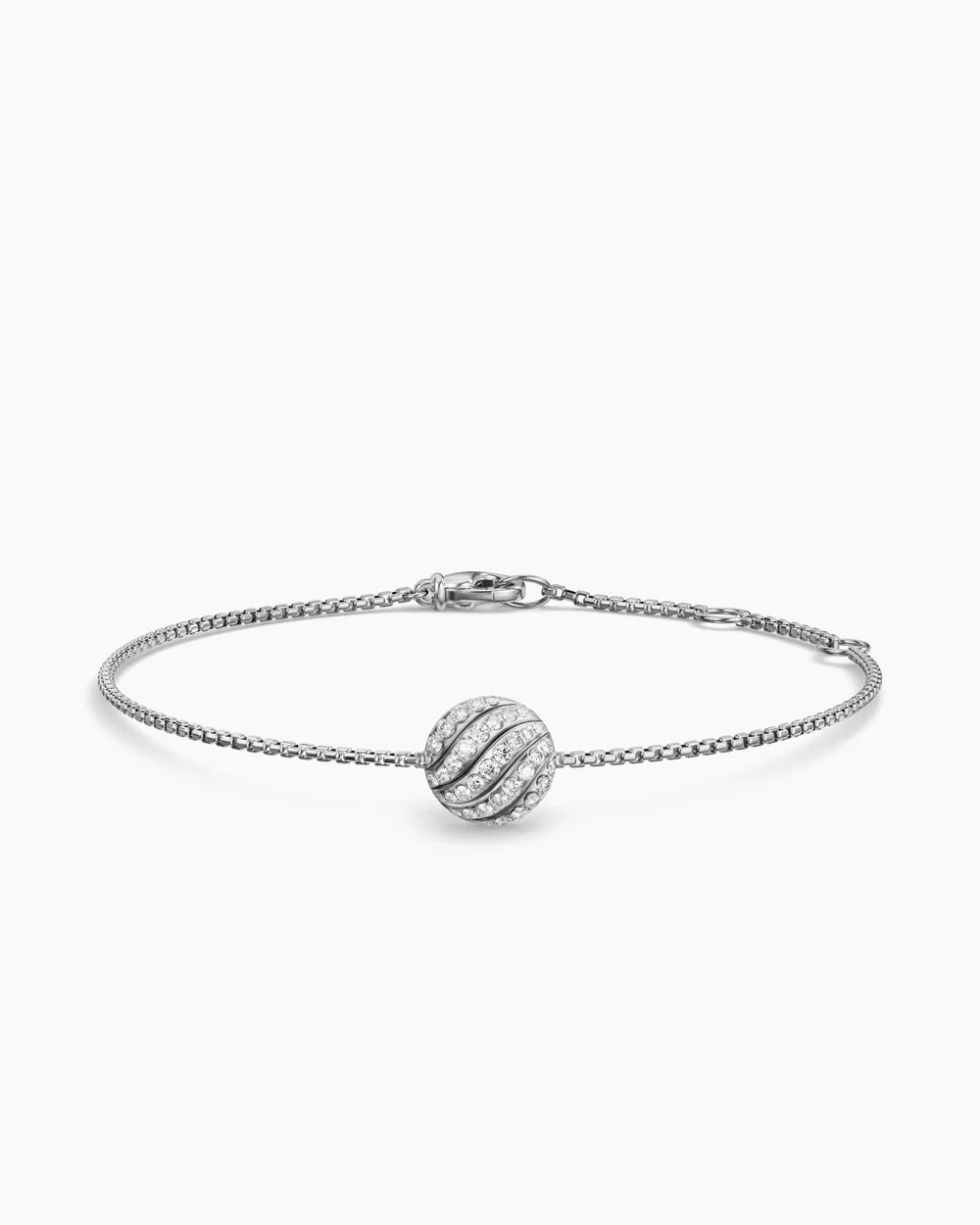 SCULPTED CABLE CENTER STATION CHAIN BRACELET Sterling Silver with Diamonds, 10mm