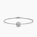 SCULPTED CABLE CENTER STATION CHAIN BRACELET Sterling Silver with Diamonds, 10mm