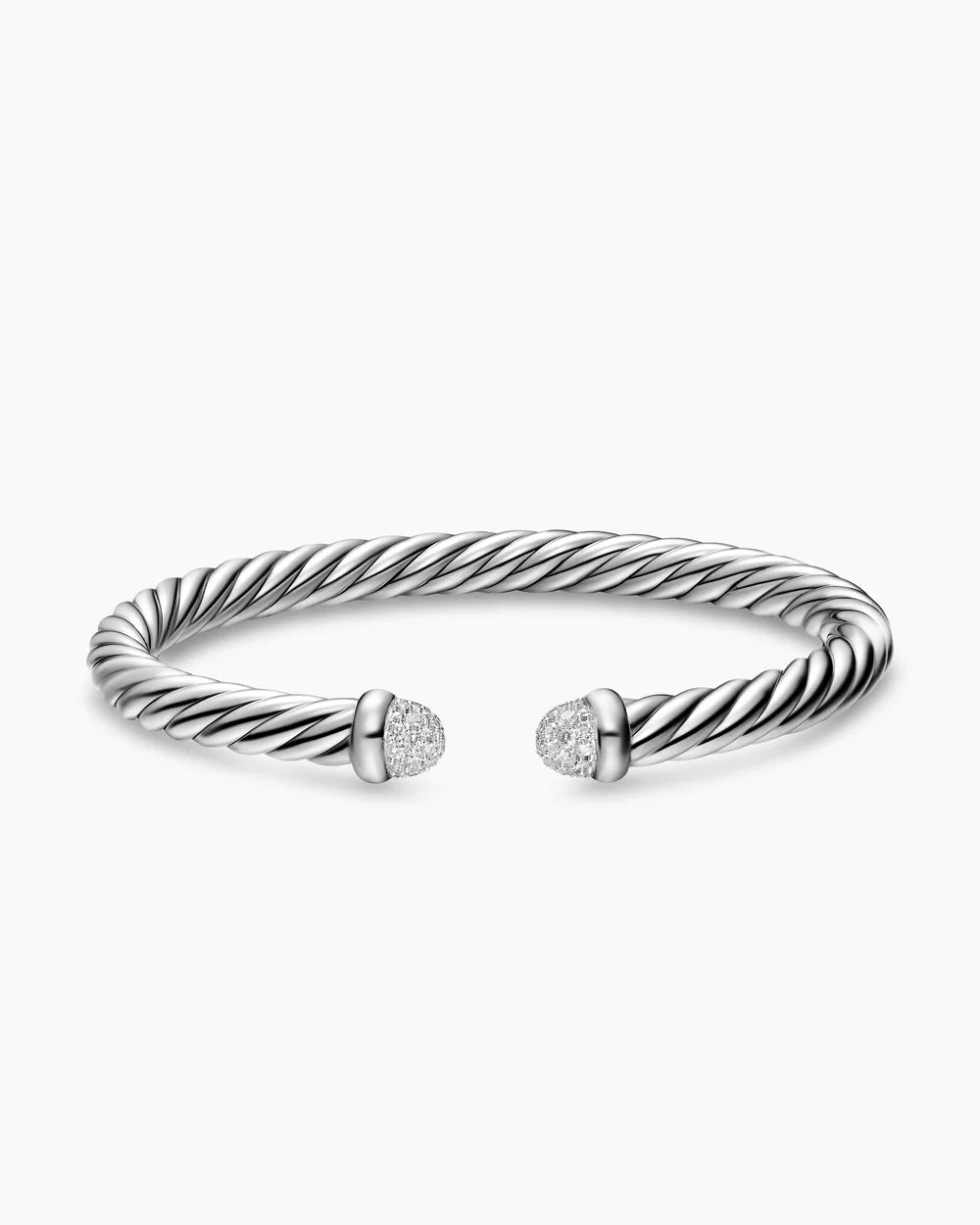 CABLE FLEX® BRACELET Sterling Silver with Pavé Diamond Domes, 6mm