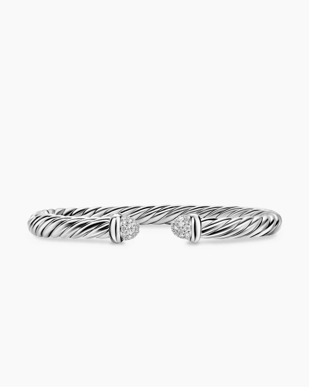 CABLE FLEX® BRACELET Sterling Silver with Pavé Diamond Domes, 6mm