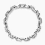 Faceted Flat Link Bracelet Sterling Silver with Black Diamonds, 11mm